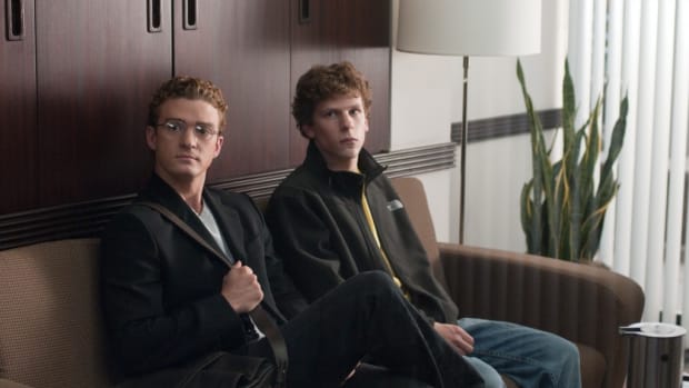 Justin Timberlake, left, and Jesse Eisenberg in Columbia Pictures' "The Social Network."