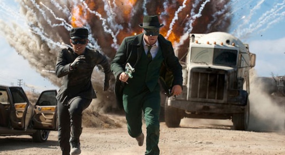 Jay Chou (left) and Seth Rogen star in Columbia Pictures' action film The Green Hornet.