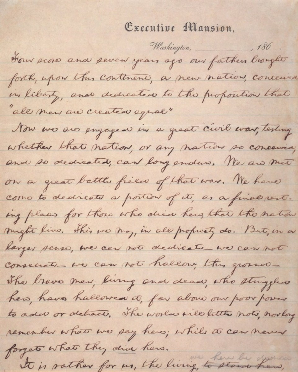 Abraham Lincoln's handwritten first draft of the Gettysburg Address