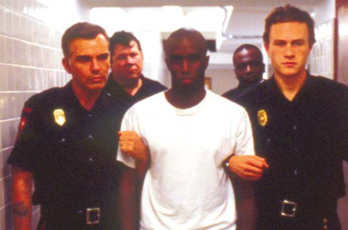 Heath Ledger (right) as Sonny Grotowski, Sean Combs (middle) as Lawrence Musgrove and Billy Bob Thornton (left) as Hank Grotowski in Monster’s Ball.