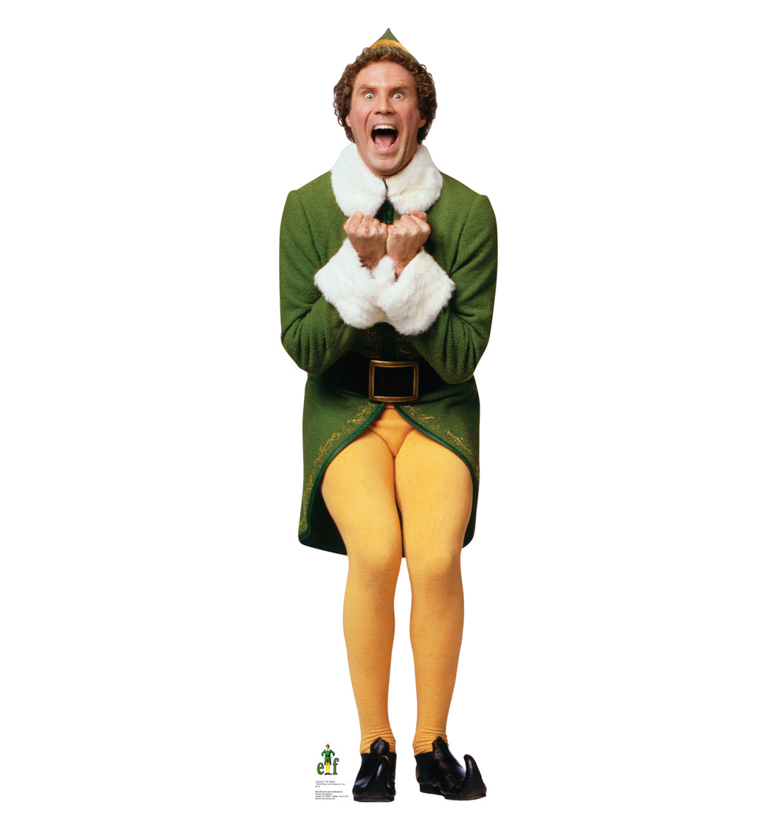 Buddy the elf in the movie ELF is excited