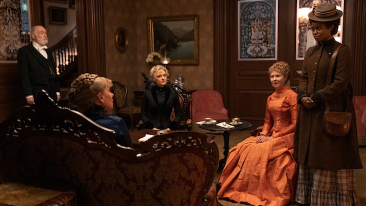 Christine Baranski, Louisa Jacobson, Cynthia Nixon, Denée Benton in The Gilded Age. Photograph by Alison Rosa/HBO.