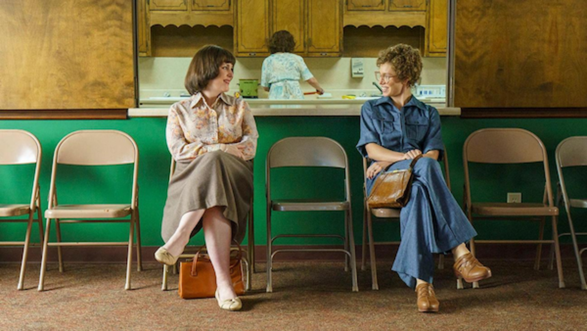 [L-R] Melanie Lynskey as Betty Gore and Jessica Biel as Candy Montgomery in Candy. Photo by Tina Rowden/Hulu.