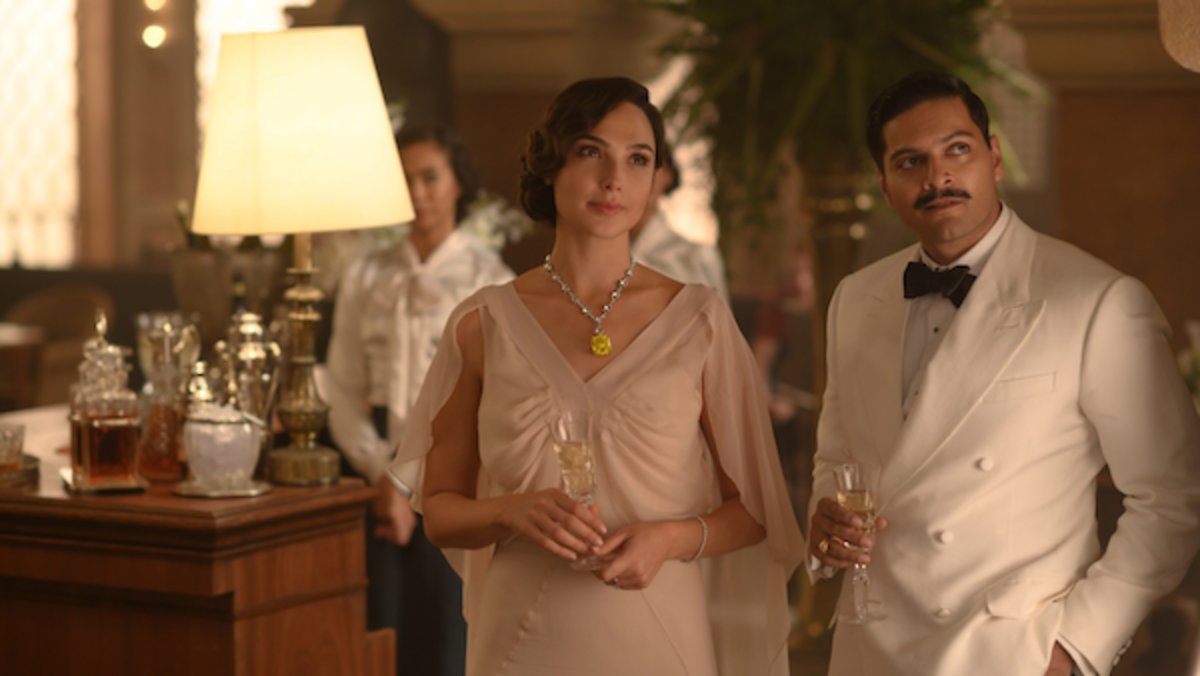 Gal Gadot as Linnet Ridgeway and Ali Fazal as Andrew Katchadourian in 20th Century Studios’ DEATH ON THE NILE, a mystery-thriller directed by Kenneth Branagh based on Agatha Christie’s 1937 novel. Photo by Rob Youngson. © 2020 Twentieth Century Fox Film Corporation. 