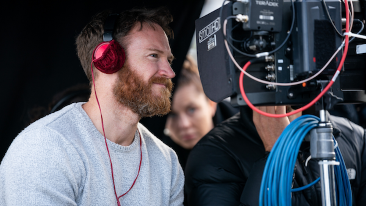 A behind the scenes still of director Josh Lawson from the romantic comedy film, LONG STORY SHORT, a Saban Films release. Photo courtesy of Brook Rushton.
