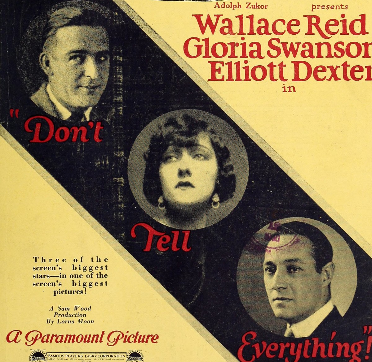 Don't Tell Everything. Paramount Pictures Film Ad Card.