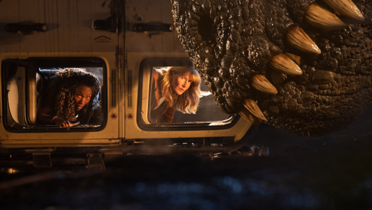 [L-R] DeWanda Wise as Kayla Watts Laura Dern as Ellie Sattler in Jurassic World Dominion. Courtesy Universal Pictures.