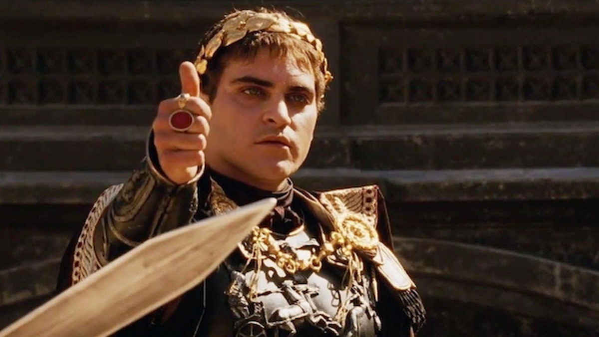 Joaquin Phoenix as Commodus in Gladiator. Courtesy Dreamdworks Pictures.