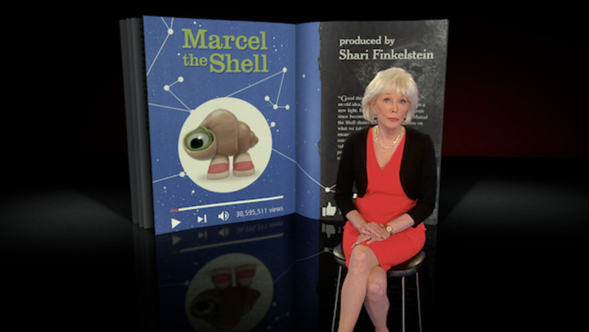 Leslie Stahl in Marcel the Shell with Shoes On. Courtesy A24.