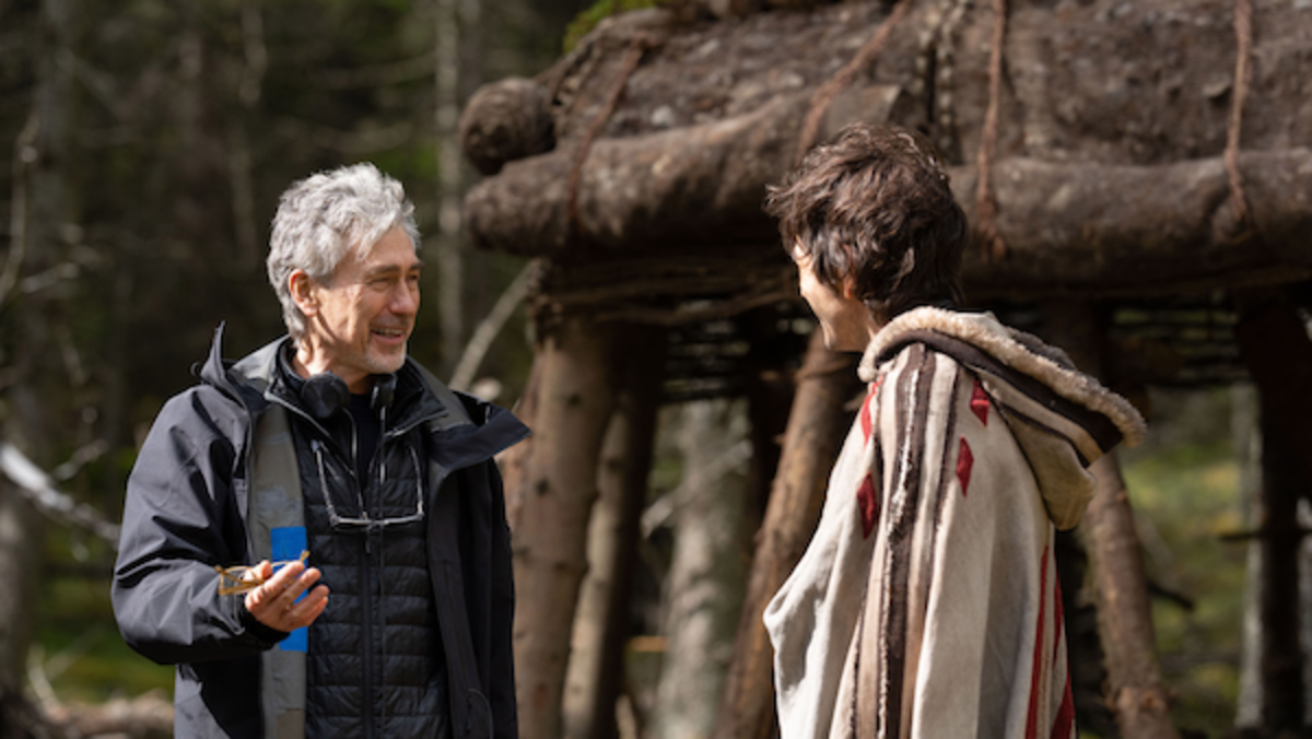 [L-R] Tony Gilroy and Diego Luna on the set of Lucasfilm's ANDOR exclusively on Disney+. 2022 Lucasfilm Ltd. & TM. All Rights Reserved.