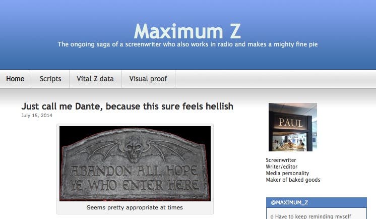 Screenwriting Website of the Week: Paul Zeidman’s Maximum Z